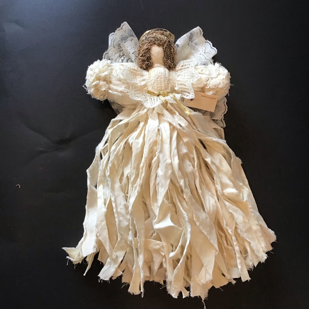 Down to Earth Cream Fabric Angel with Lace Wings by Hallmark